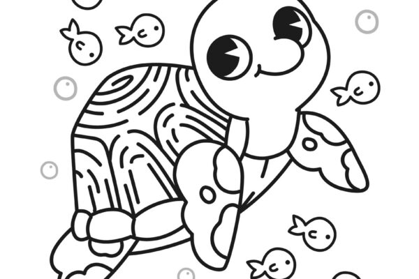 tartaruga da colorare sorridente per bambini