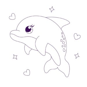 delfino per bambini con cuori e stelle marine