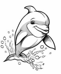 delfino in scala di grigi che salta sulle onde
